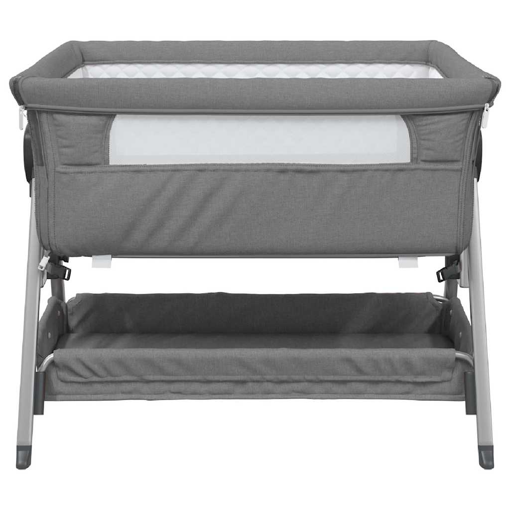 Vidaxl babybed met matras linnen donkergrijs