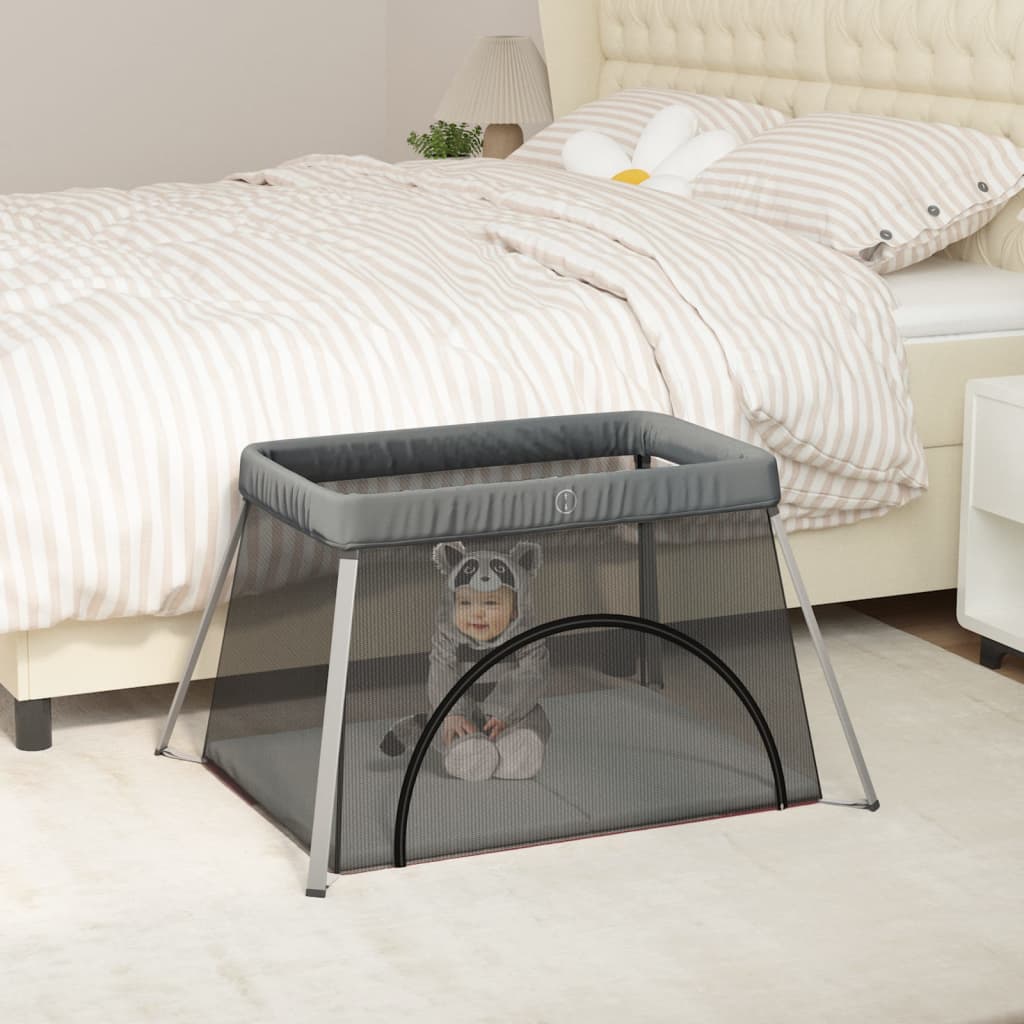 Vidaxl Baby Box avec matelas en lin gris foncé