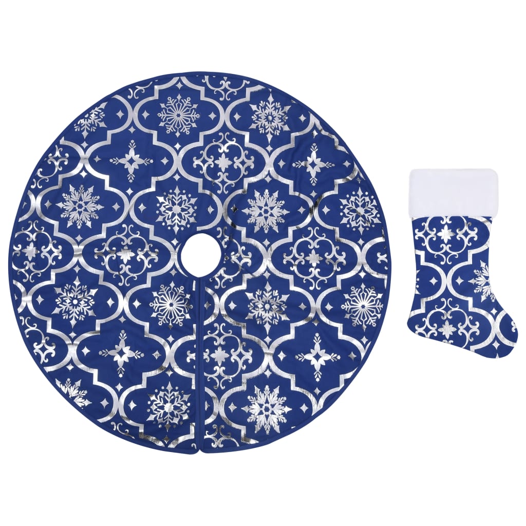 Vidaxl Weihnachtsbaumrock Luxus mit Sock 90 cm Stoff Blau