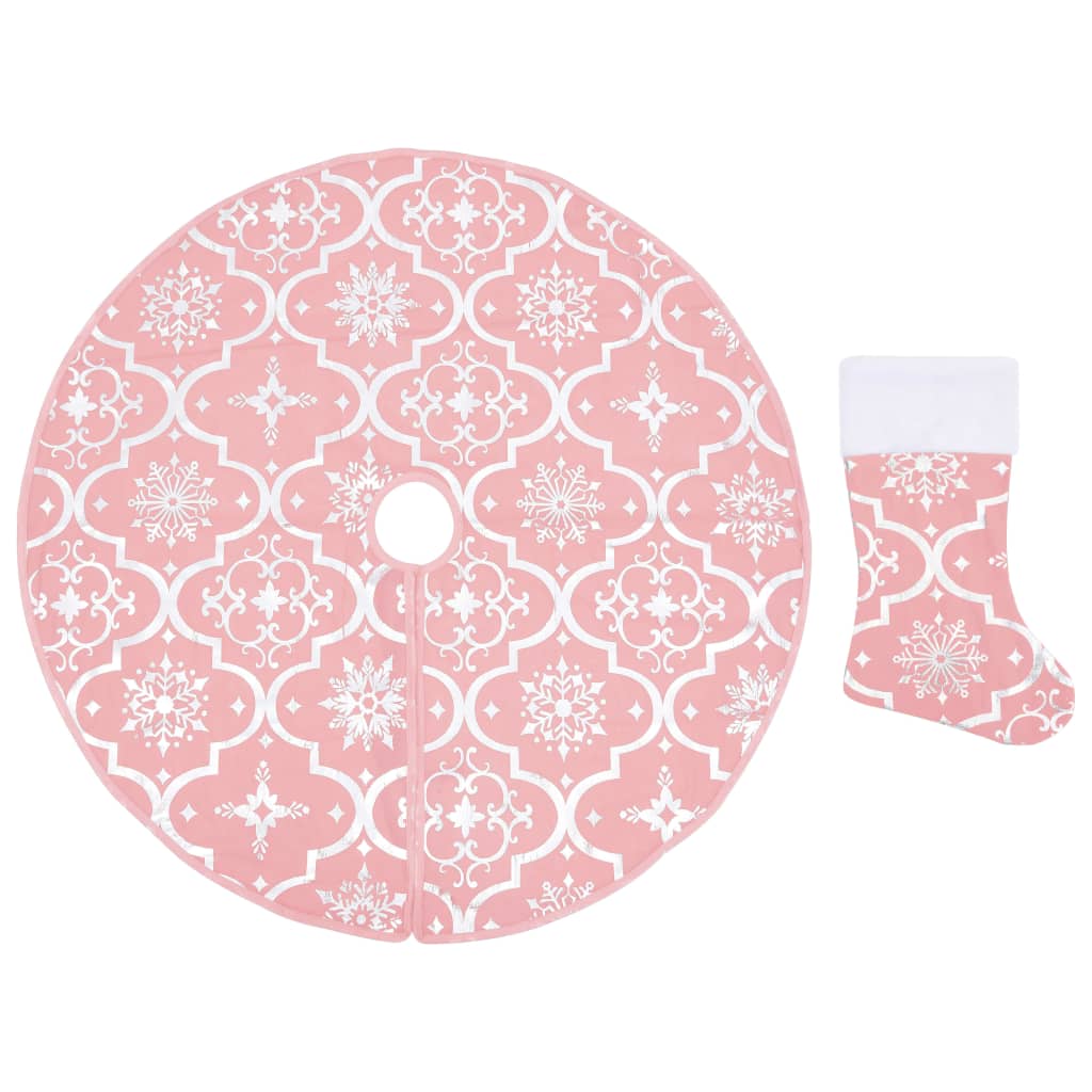 Vidaxl Christmas Tree Skirt Luxury with Sock 90 cm Stoff Pink