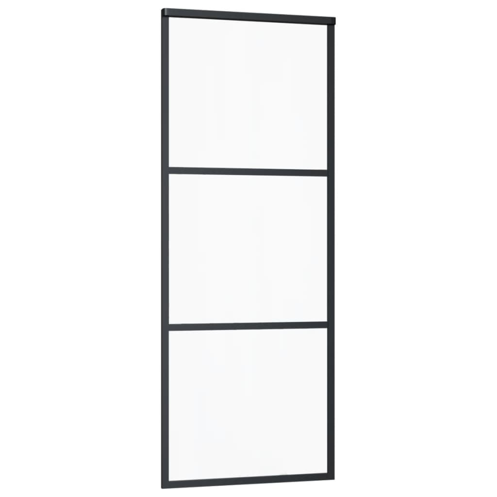 Puerta corredera de Vidaxl 76x205 cm de vidrio ESG y negro de aluminio