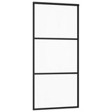 Puerta corredera Vidaxl 90x205 cm de vidrio ESG y negro de aluminio