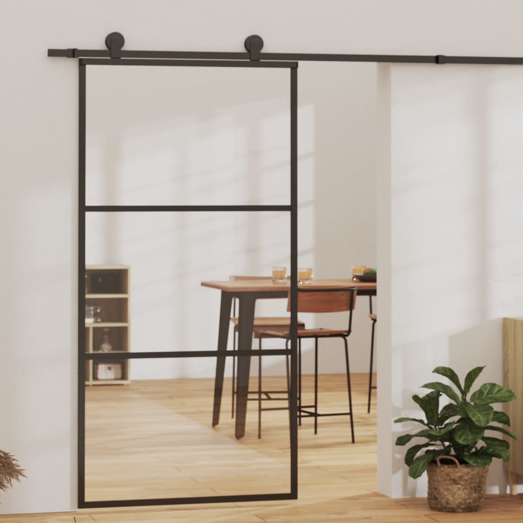 Vidaxl schuifdeur 102x205 cm esg-glas en aluminium zwart