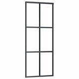 Vidaxl Schiebetür 76x205 cm ESG -Glas und Aluminiumschwarz