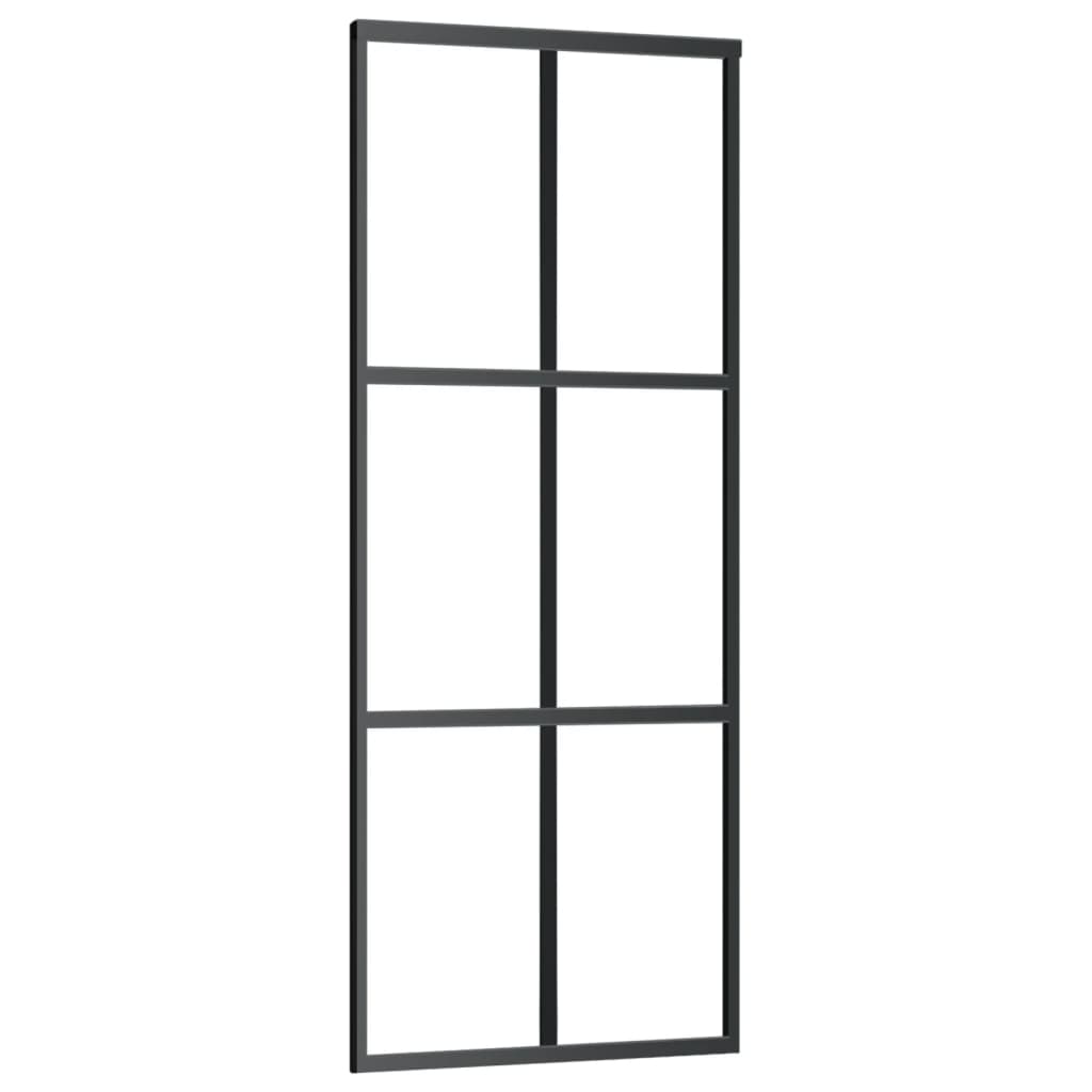 Vidaxl skjutdörr 76x205 cm ESG -glas och aluminium svart