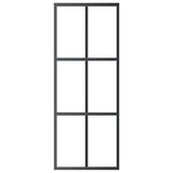 Vidaxl Schiebetür 76x205 cm ESG -Glas und Aluminiumschwarz