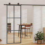 Vidaxl skydedør 76x205 cm ESG glas og aluminium sort