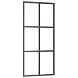 Vidaxl Schiebetür 90x205 cm ESG -Glas und Aluminiumschwarz