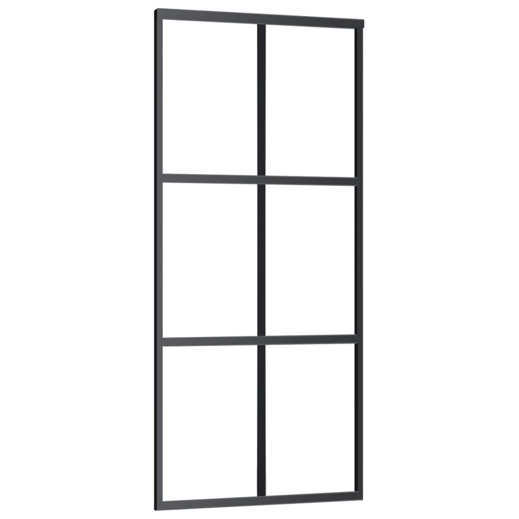 Puerta corredera Vidaxl 90x205 cm de vidrio ESG y negro de aluminio