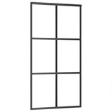 Puerta corredera de Vidaxl 102x205 cm de vidrio ESG y negro de aluminio