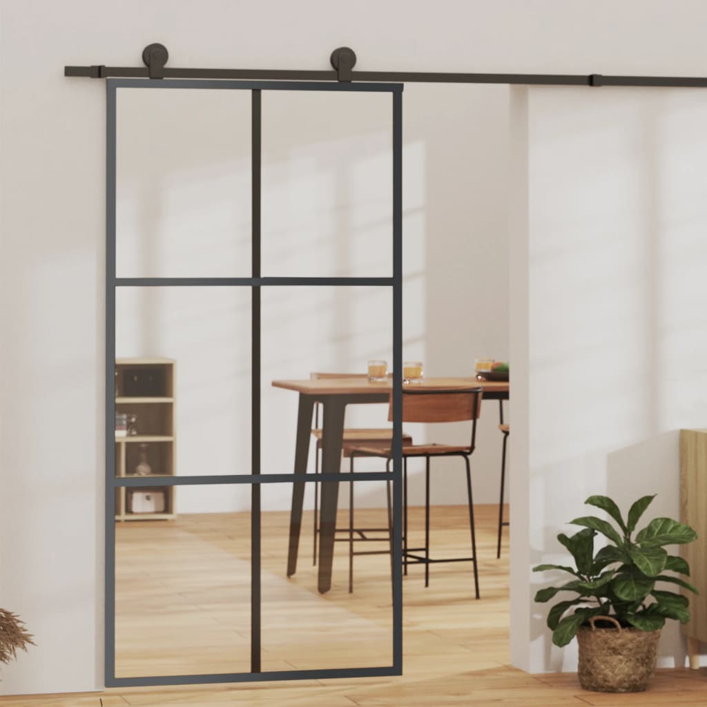 VidaXL sliding door 102x205 cm ESG glass and aluminum black