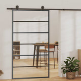 Vidaxl Schiebetür 102x205 cm ESG -Glas und Aluminiumschwarz