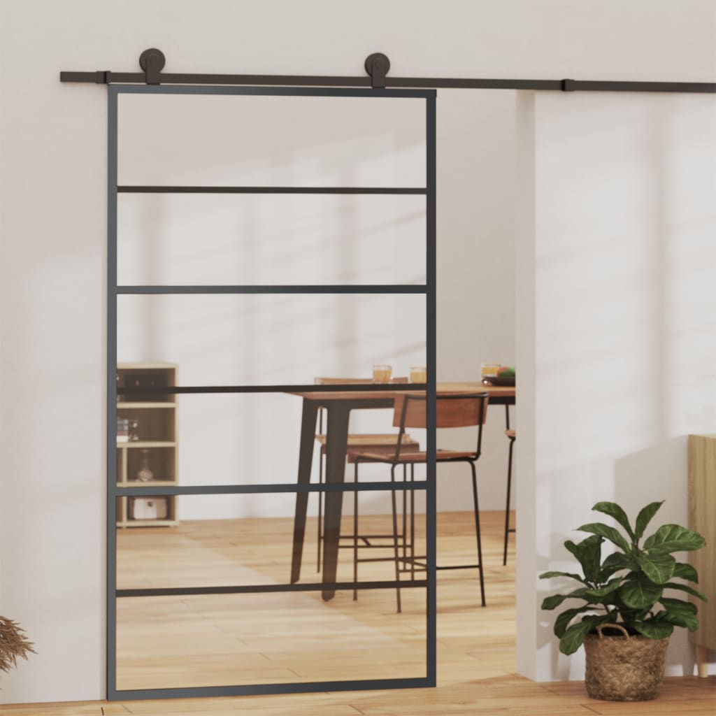 VidaXL sliding door 102x205 cm ESG glass and aluminum black