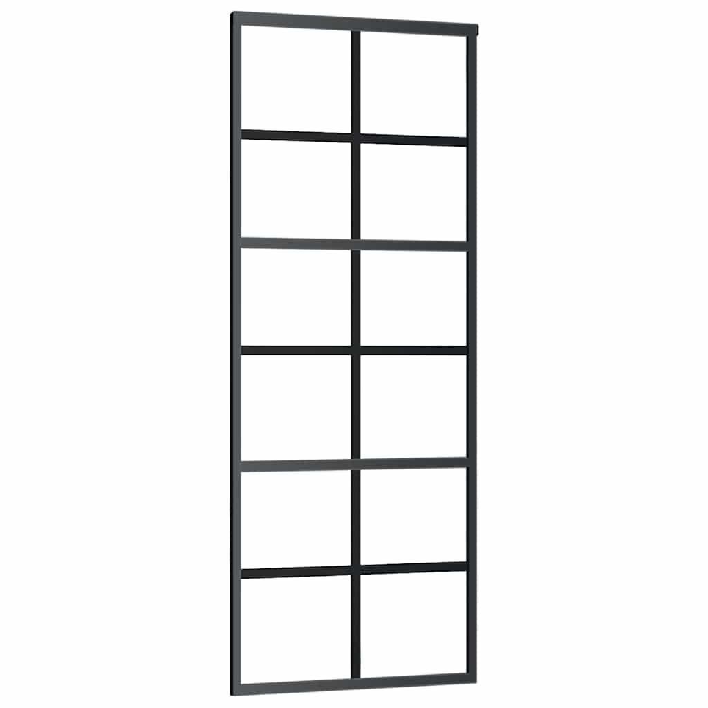 Vidaxl Schiebetür 76x205 cm ESG -Glas und Aluminiumschwarz