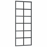 Vidaxl Schiebetür 76x205 cm ESG -Glas und Aluminiumschwarz