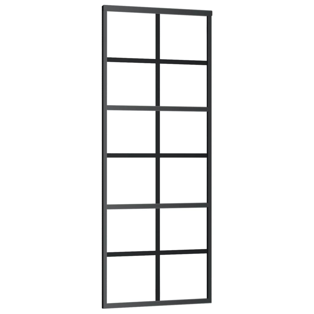 Vidaxl skydedør 76x205 cm ESG glas og aluminium sort