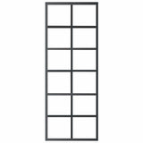 Vidaxl Schiebetür 76x205 cm ESG -Glas und Aluminiumschwarz