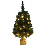 Vidaxl Kunstkerstboom z razsvetljavo in standardno 90 cm PVC zelena