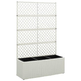 Vidaxl latwerkplantenbak mit 3 Töpfen 83x30x130 cm Rattan Weiß erhoben