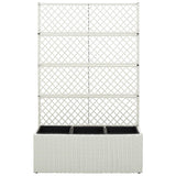Vidaxl latwerkplantenbak mit 3 Töpfen 83x30x130 cm Rattan Weiß erhoben