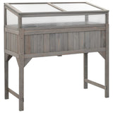 Vidaxl -Pflanzer mit Gewächshaus 110x54x120 cm Festkieferholz angehoben