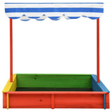 Vidaxl Sandbox con techo ajustable UV50 Pinewood Multi -Colored