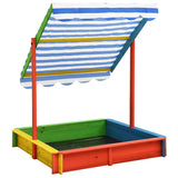 Vidaxl Sandbox mit verstellbarem Dach UV50 Pinewood Multi -Colored