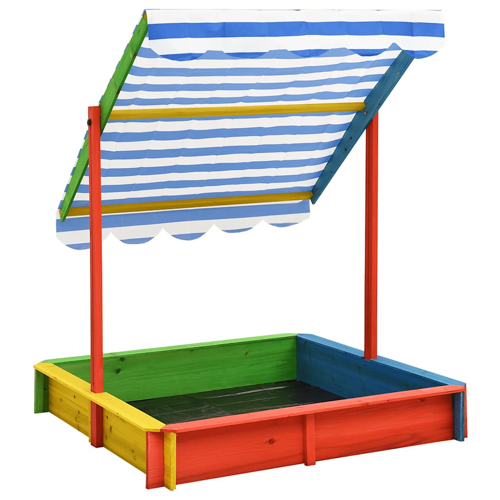 Vidaxl Sandbox con techo ajustable UV50 Pinewood Multi -Colored