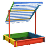 Vidaxl sandbox with adjustable roof UV50 pinewood multi -colored