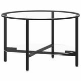 Vidaxl salontafel 70 cm gehard glas zwart en transparant