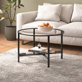 Vidaxl salontafel 70 cm gehard glas zwart en transparant