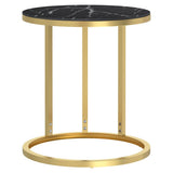 Vidaxl bijzettafel 45 cm gehard glas goudkleurig en zwartmarmer