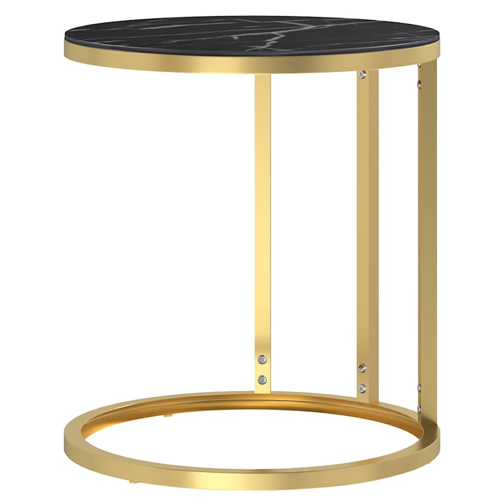 Vidaxl bijzettafel 45 cm gehard glas goudkleurig en zwartmarmer