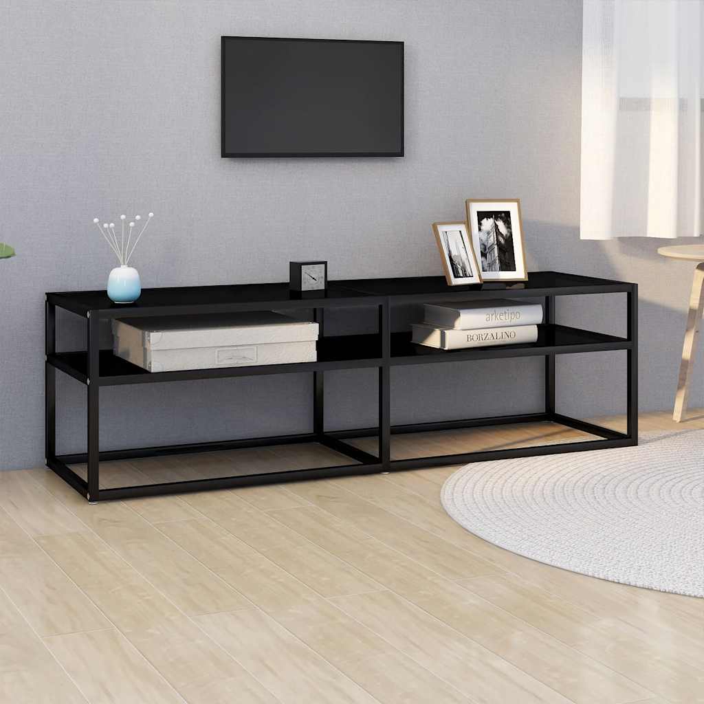 Vidaxl tv-meubel 140x40x40,5 cm gehard glas zwart