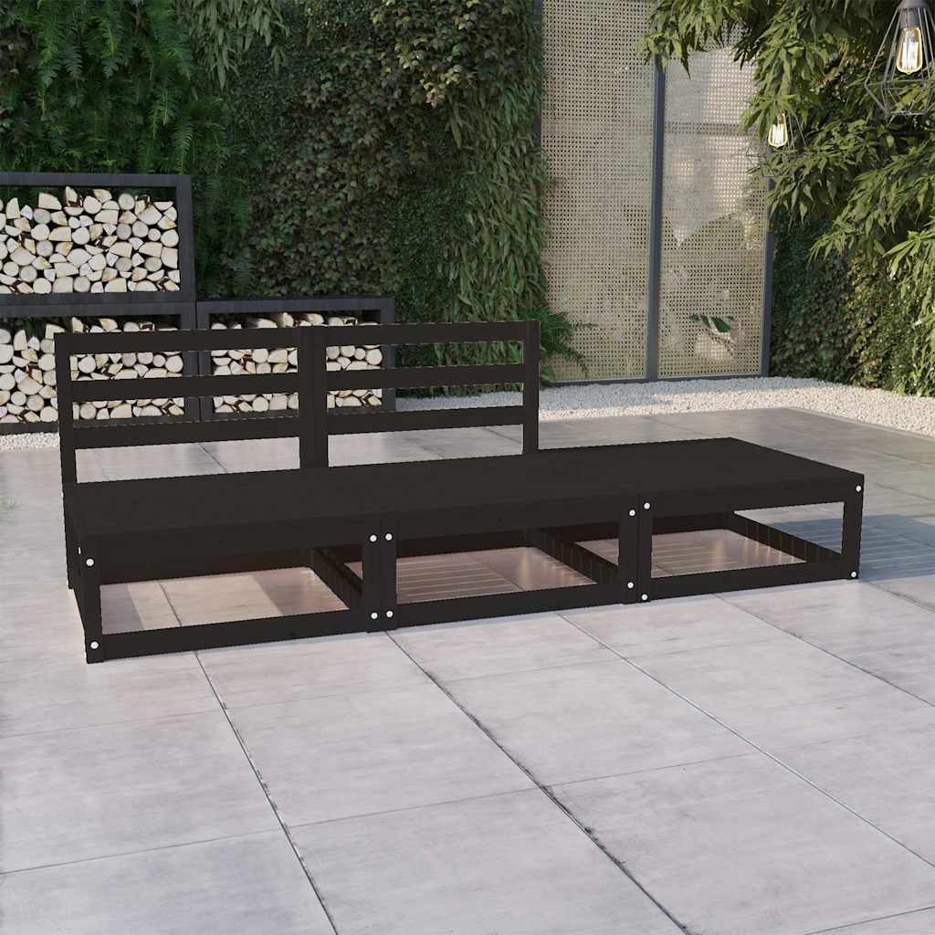 Vidaxl 3-delige loungeset massief grenenhout zwart