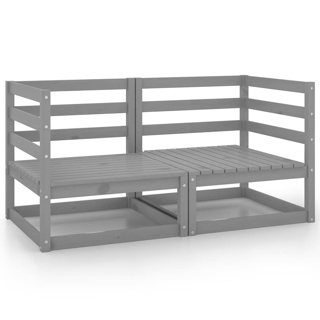 Vidaxl tuinbank 2-zits massief grenenhout grijs
