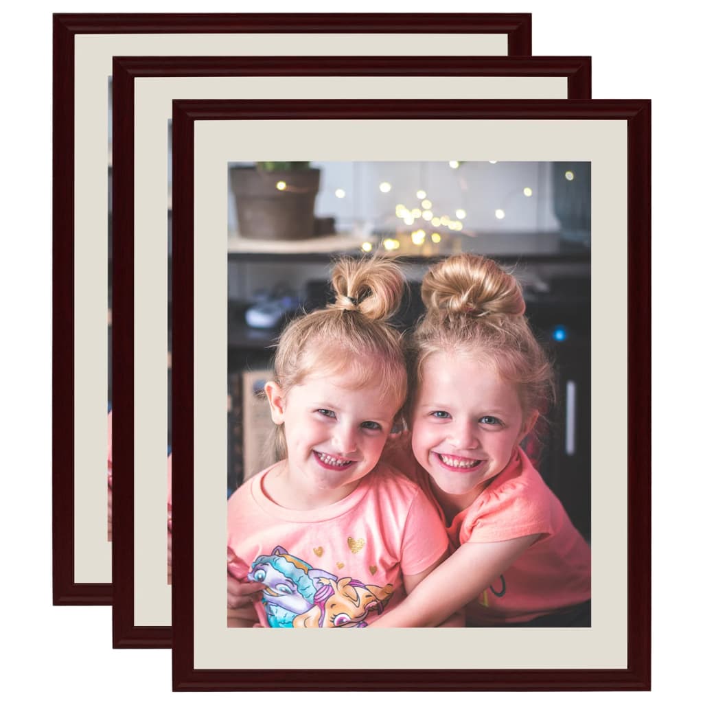 Vidaxl -Fotorahmen 3 PCs für Tabelle 18x24 cm dunkelrot