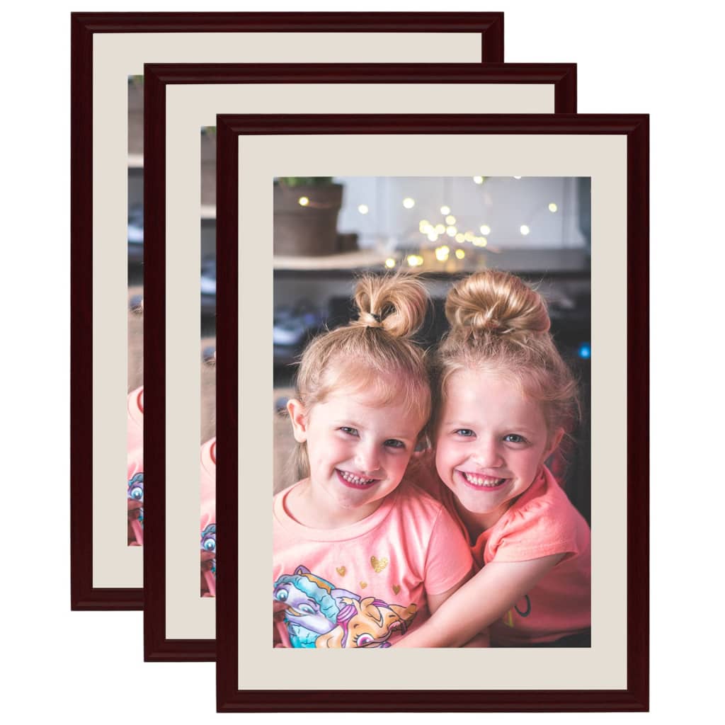 Vidaxl Photo frames 3 sts for wall or table 59.4x84 cm dark red