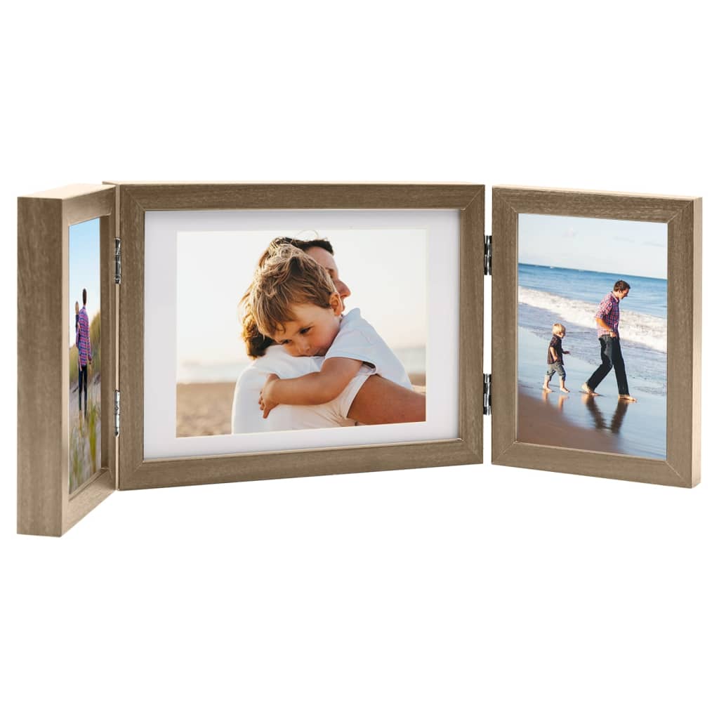 Vidaxl fotoramme Triptyk 22x15 cm+2x (10x15 cm) lysebrun