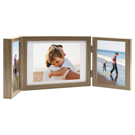 Vidaxl Fotorahmen Triptychon 28x18 cm+2x (13x18 cm) hellbraun