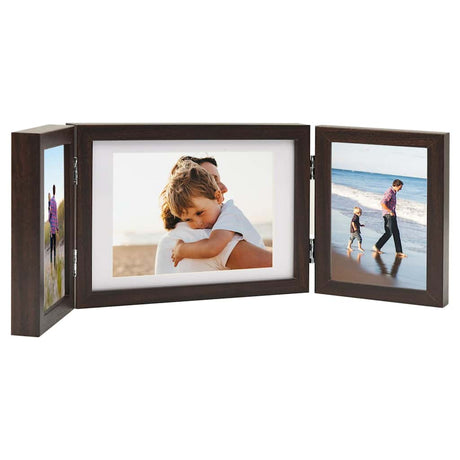 VIDAXL -Fotorahmen Triptychon 28x18 cm+2x (13x18 cm) braun