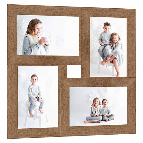 Vidaxl -Fotorahmen für 4x (10x15 cm) Foto MDF Lichtbruin