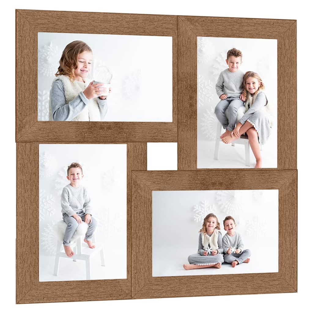 Vidaxl -Fotorahmen für 4x (10x15 cm) Foto MDF Lichtbruin