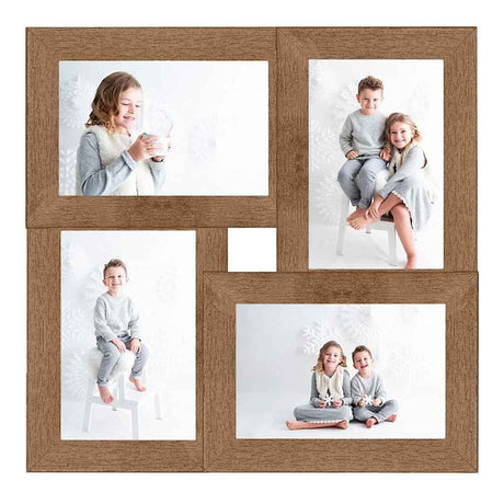 Vidaxl -Fotorahmen für 4x (10x15 cm) Foto MDF Lichtbruin