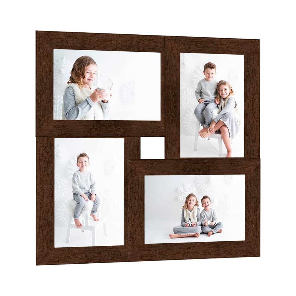 Cadre photo Vidaxl pour 4x (13x18 cm) Photo MDF Brun foncé