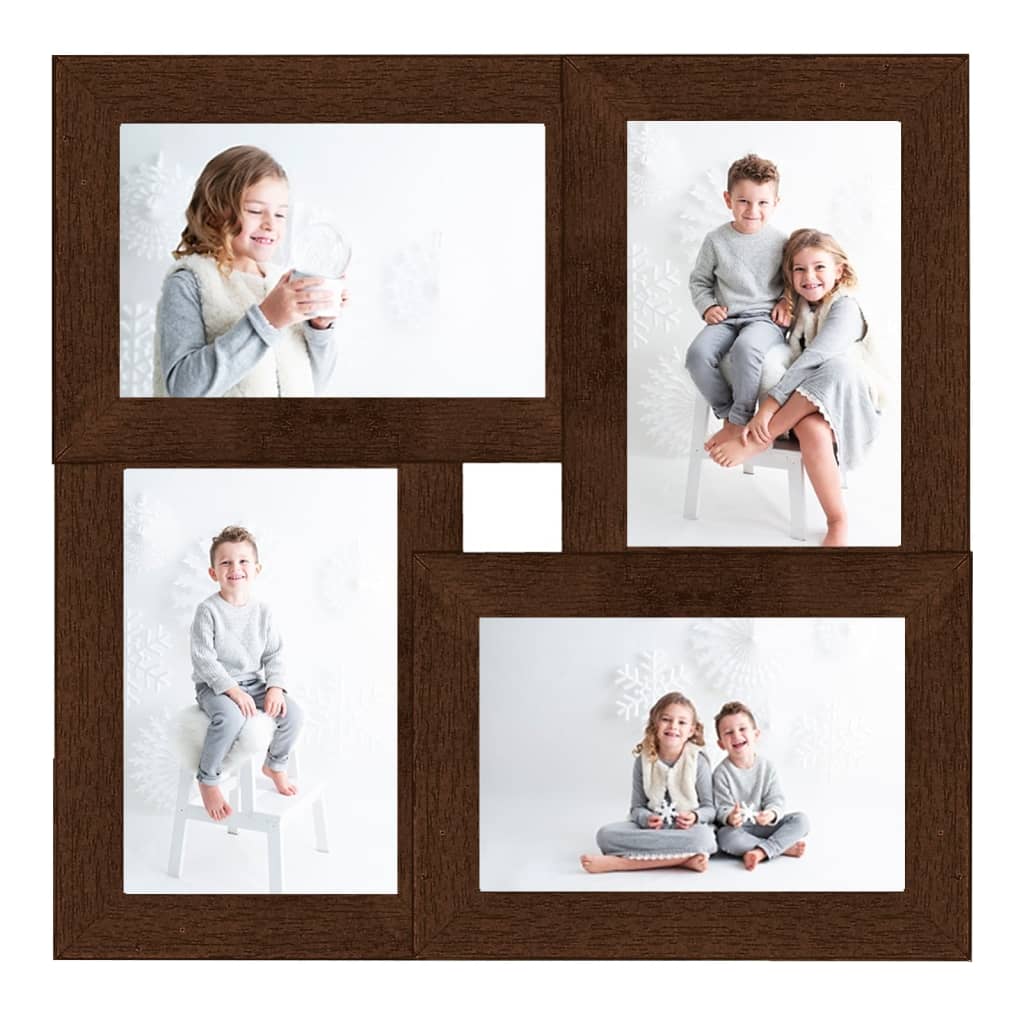 Cadre photo Vidaxl pour 4x (13x18 cm) Photo MDF Brun foncé