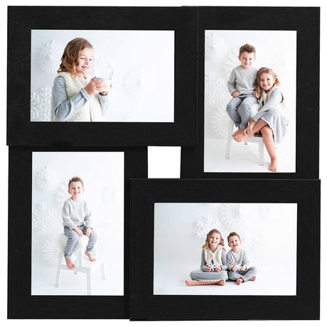 VIDAXL -Fotorahmen für 4x (13x18 cm) Foto MDF Schwarz