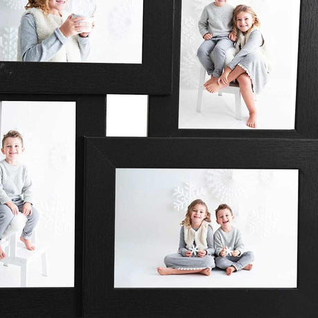VIDAXL -Fotorahmen für 4x (13x18 cm) Foto MDF Schwarz