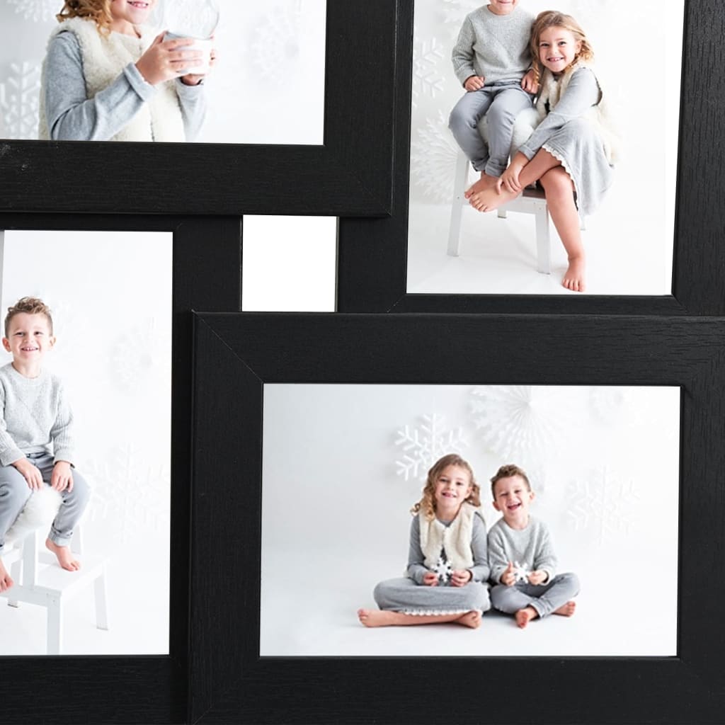 VIDAXL -Fotorahmen für 4x (13x18 cm) Foto MDF Schwarz
