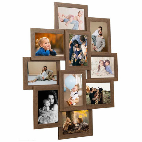 VIDAXL -Fotorahmen für 10x (10x15 cm) Foto MDF Hellbraun